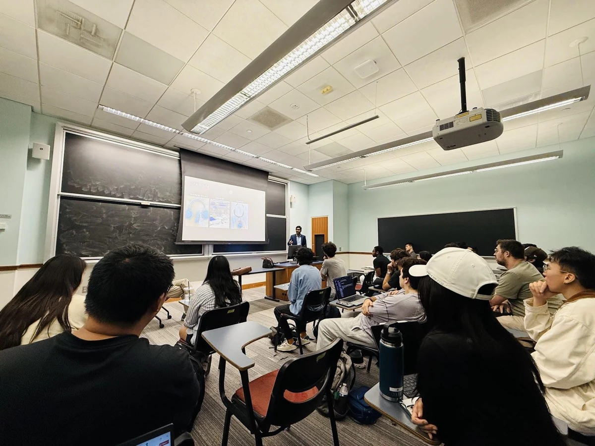 Vamsi Reddy lecturing to students at Johns Hopkins University (2 of 4)